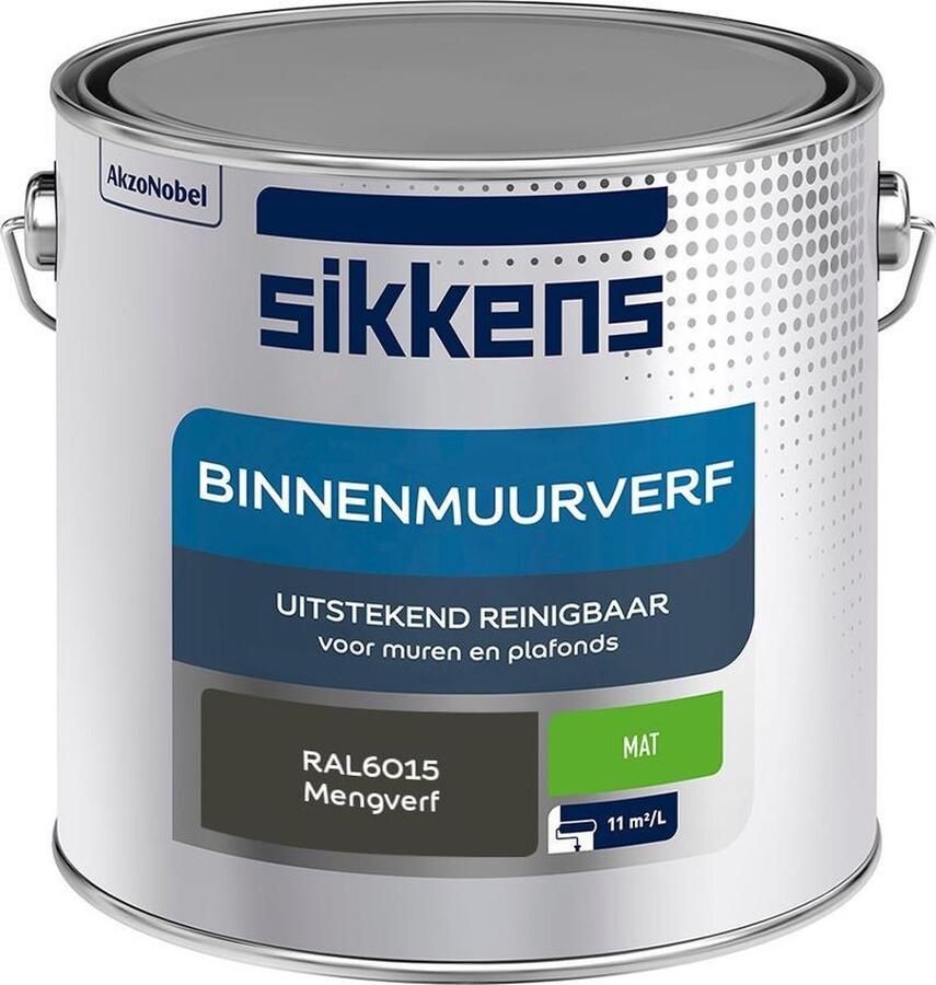 Sikkens Binnenmuurverf Muurverf Mengkleur Mat RAL6015 2.5L
