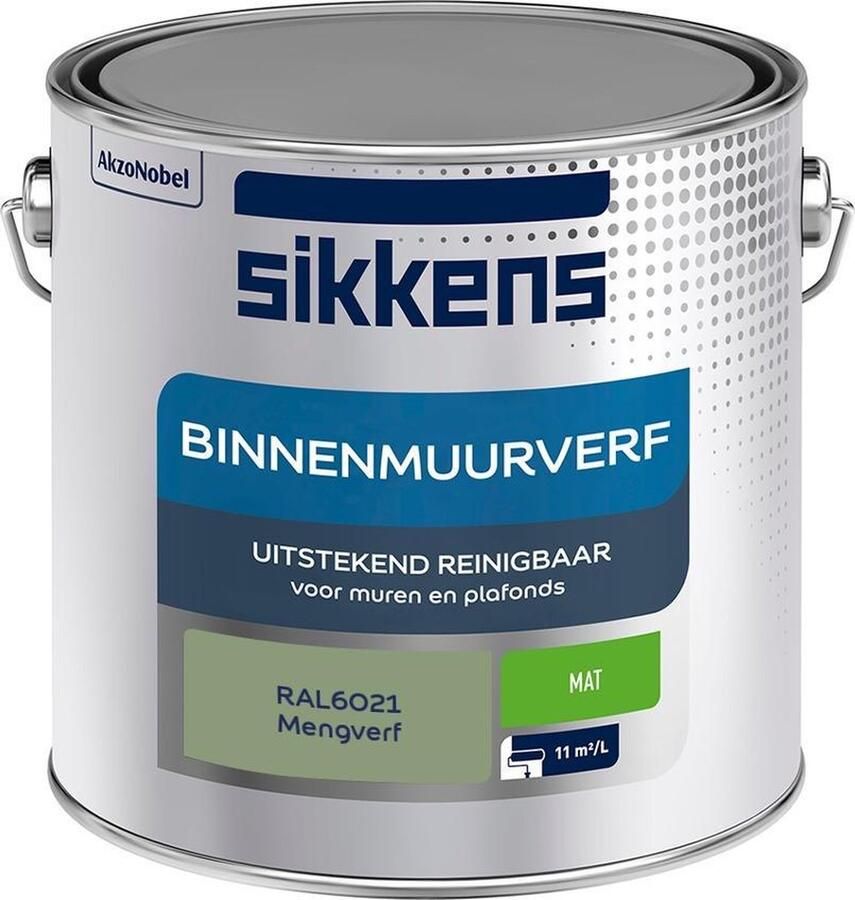Sikkens Binnenmuurverf Muurverf Mengkleur Mat RAL6021 2.5L