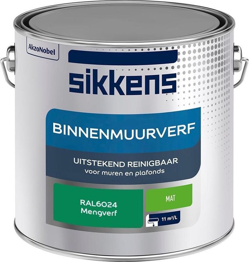 Sikkens Binnenmuurverf Muurverf Mengkleur Mat RAL6024 2.5L