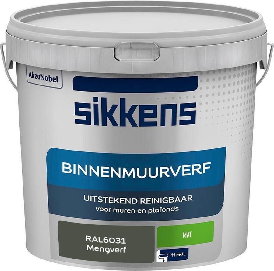 Sikkens Binnenmuurverf Muurverf Mengkleur Mat RAL6031 5L