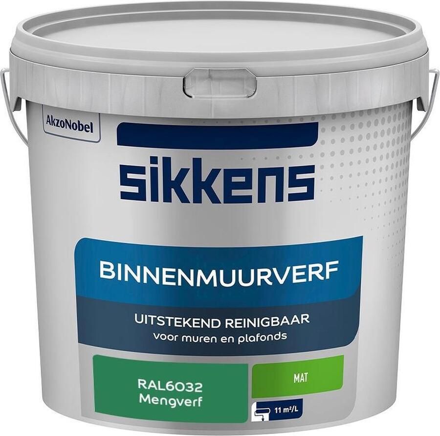Sikkens Binnenmuurverf Muurverf Mengkleur Mat RAL6032 5L
