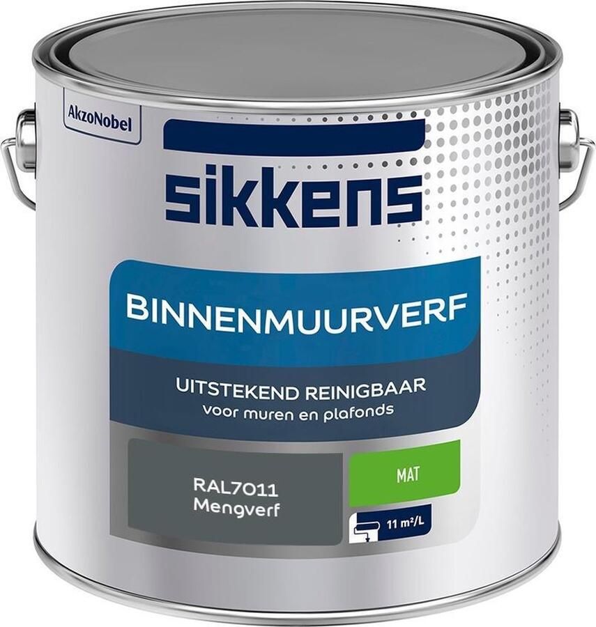Sikkens Binnenmuurverf Muurverf Mengkleur Mat RAL7011 2.5L