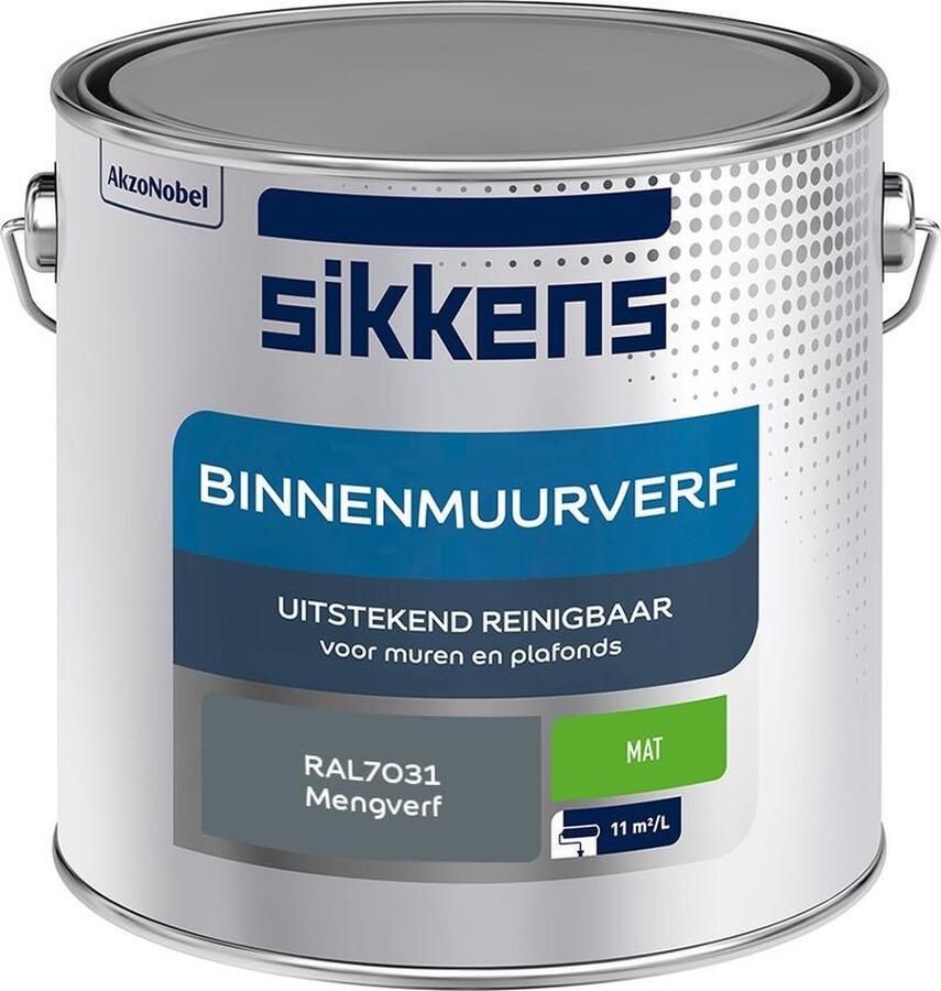 Sikkens Binnenmuurverf Muurverf Mengkleur Mat RAL7031 2.5L