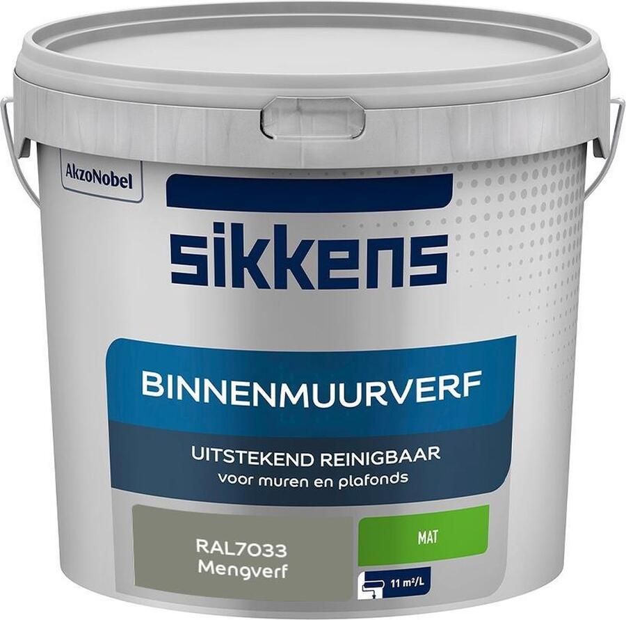 Sikkens Binnenmuurverf Muurverf Mengkleur Mat RAL7033 5L