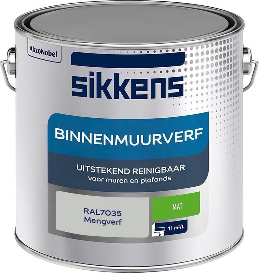 Sikkens Binnenmuurverf Muurverf Mengkleur Mat RAL7035 2.5L