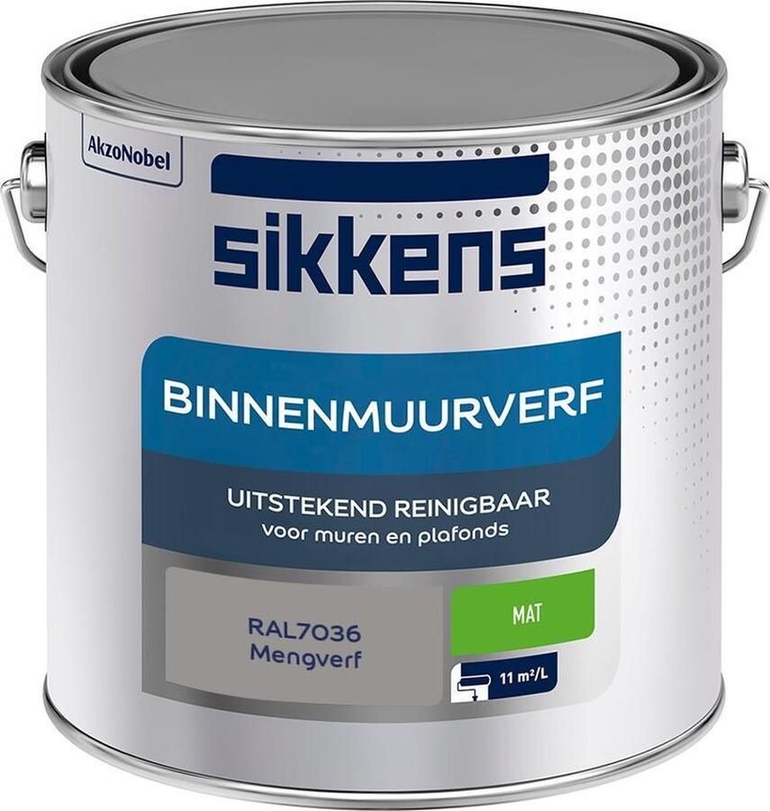 Sikkens Binnenmuurverf Muurverf Mengkleur Mat RAL7036 2.5L