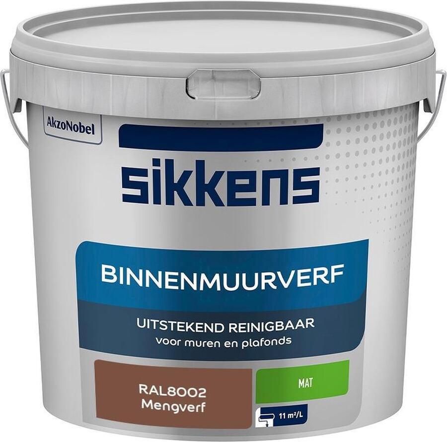 Sikkens Binnenmuurverf Muurverf Mengkleur Mat RAL8002 5L