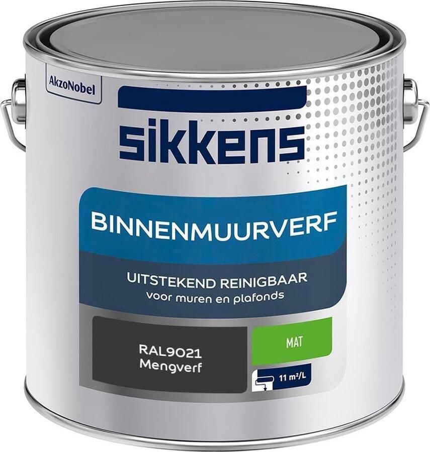 Sikkens Binnenmuurverf Muurverf Mengkleur Mat RAL9021 2.5L