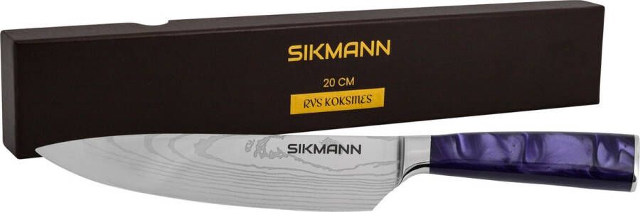 SIKMANN Professioneel Koksmes RVS Keukenmes Japanse Stijl Ergonomisch Handvat Met Vingerbescherming Paars