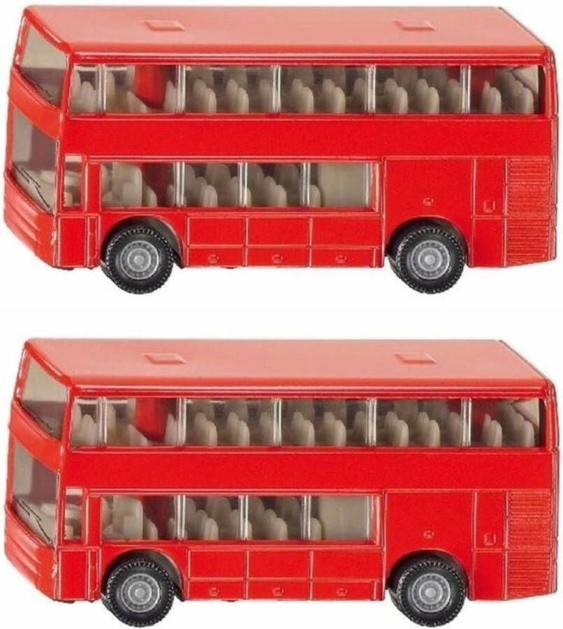 SIKU Set van 2x stuks Dubbeldekker bussen speelgoed modelauto 10 cm