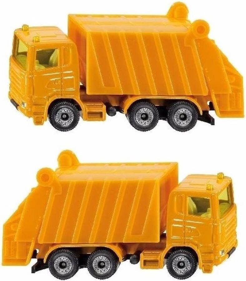 SIKU Set van 2x stuks Vuilniswagens speelgoed modelauto 10 cm