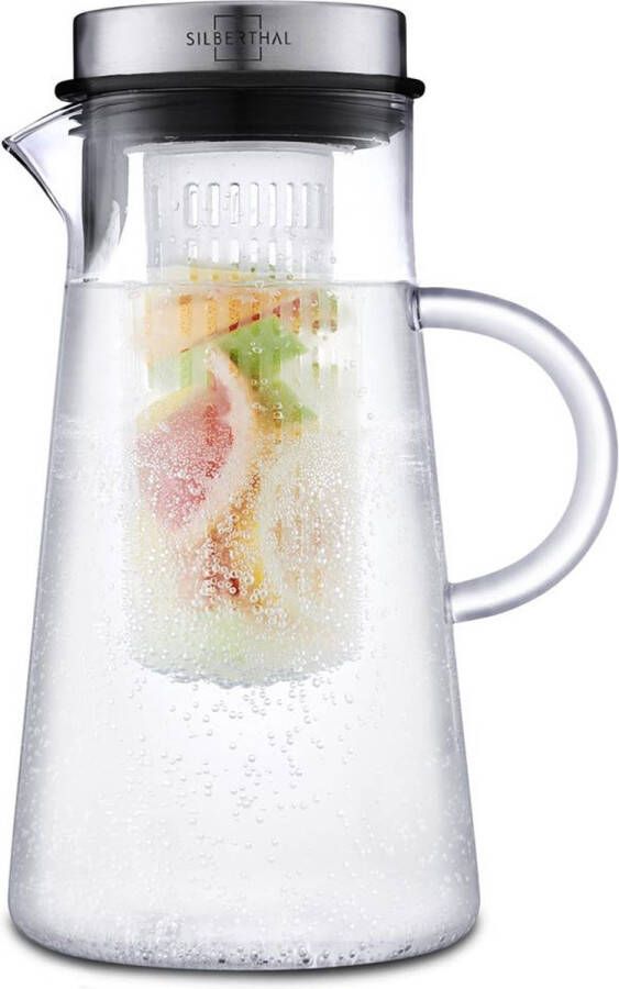 SILBERTHAL 2 liter glazen karaf met deksel hittebestendig met fruitinzet