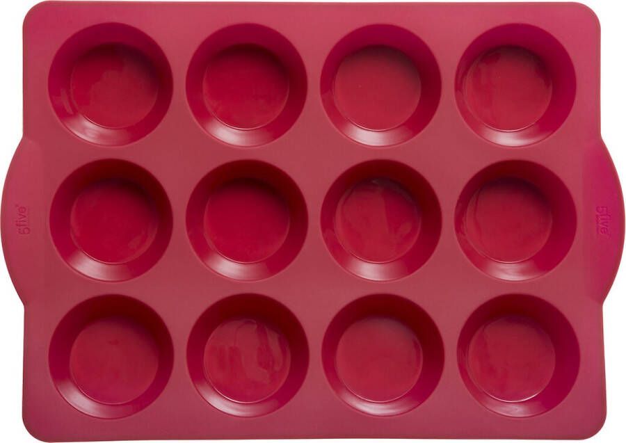 Siliconen pro Muffin bakvorm siliconen 33 x 23 1 x 3 6cm 12 Vormen Rood Muffinvorm Bakvorm voor Muffins Cupcake Cakes Brownies Pudding Paars cakevorm met handgrepen cakevormen anti-aanbaklaag voor oven en magnetron SILIMUF