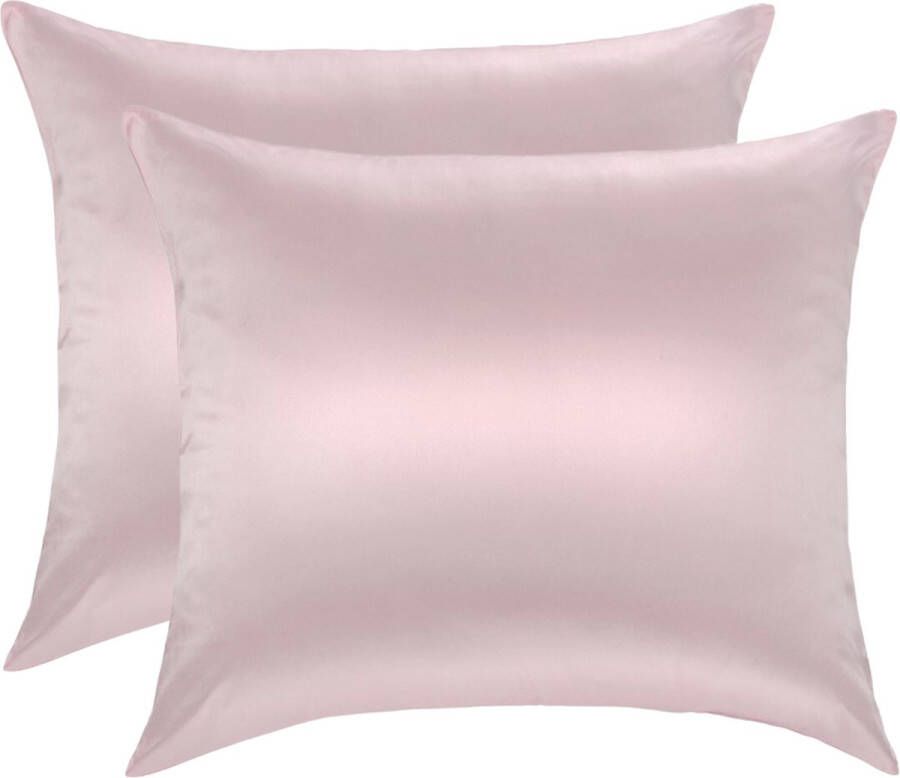 Silk Heaven Voordeelset 2x 100% Zijden kussensloop Vintage Roze Glossy Hotelsluiting 22MM 60x70cm (standaardmaat) 60x70cm (standaardmaat)