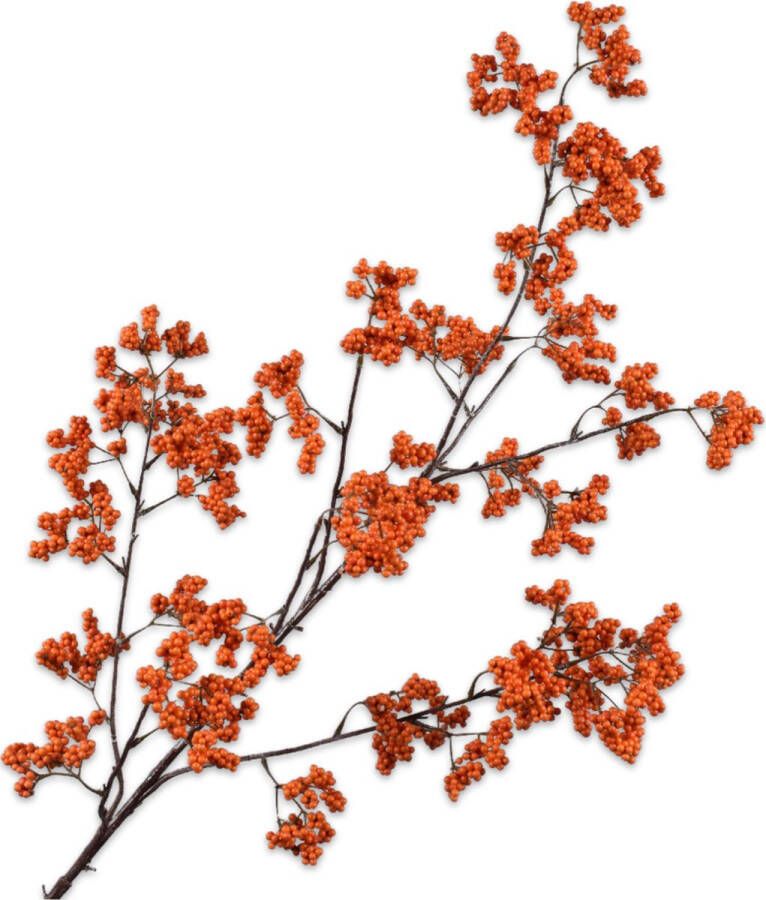 Silk-ka Kunstbloem-Zijde Bessentak Oranje 110 cm