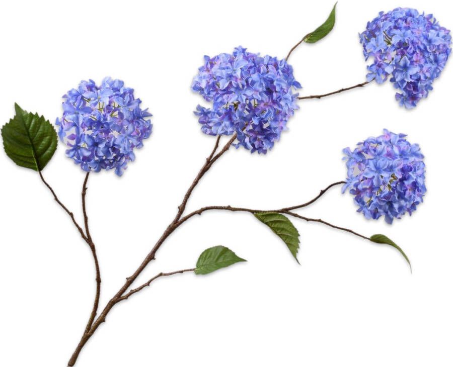 Silk-ka Zijden Bloem-Kunstbloem Hortensia Tak Blauw 110 cm