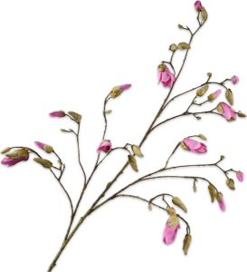 Silk-ka Zijden Bloem-Kunstbloem Magnolia Tak Paars-Roze 132 cm