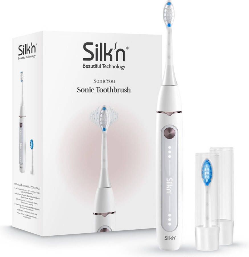 Silk'n Elektrische Tandenborstel SonicYou Elektrische Tandenborstel met 2 opzetborstels en 2 beschermkapjes- Mat wit