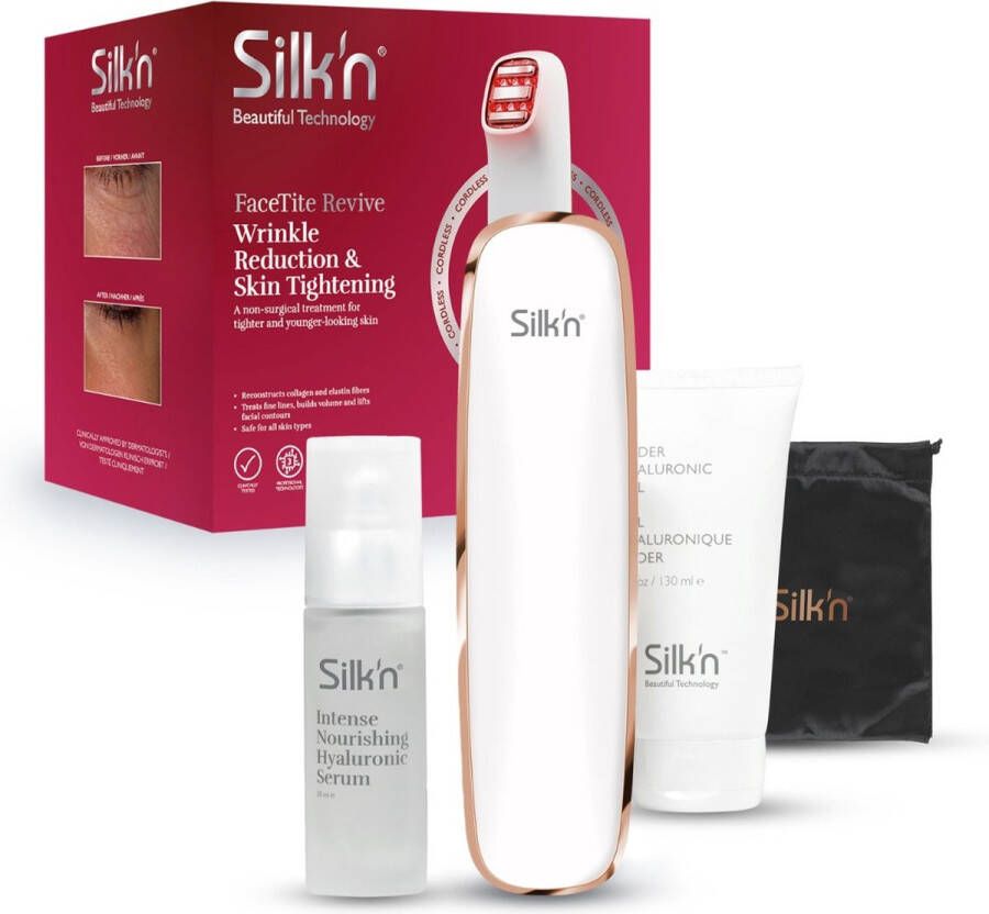 Silk'n FaceTite Revive met serum Huidverjongingsapparaat Microdermabrasie Rimpelvermindering & huidverstrakking Herstelt collageen- en elastinevezels