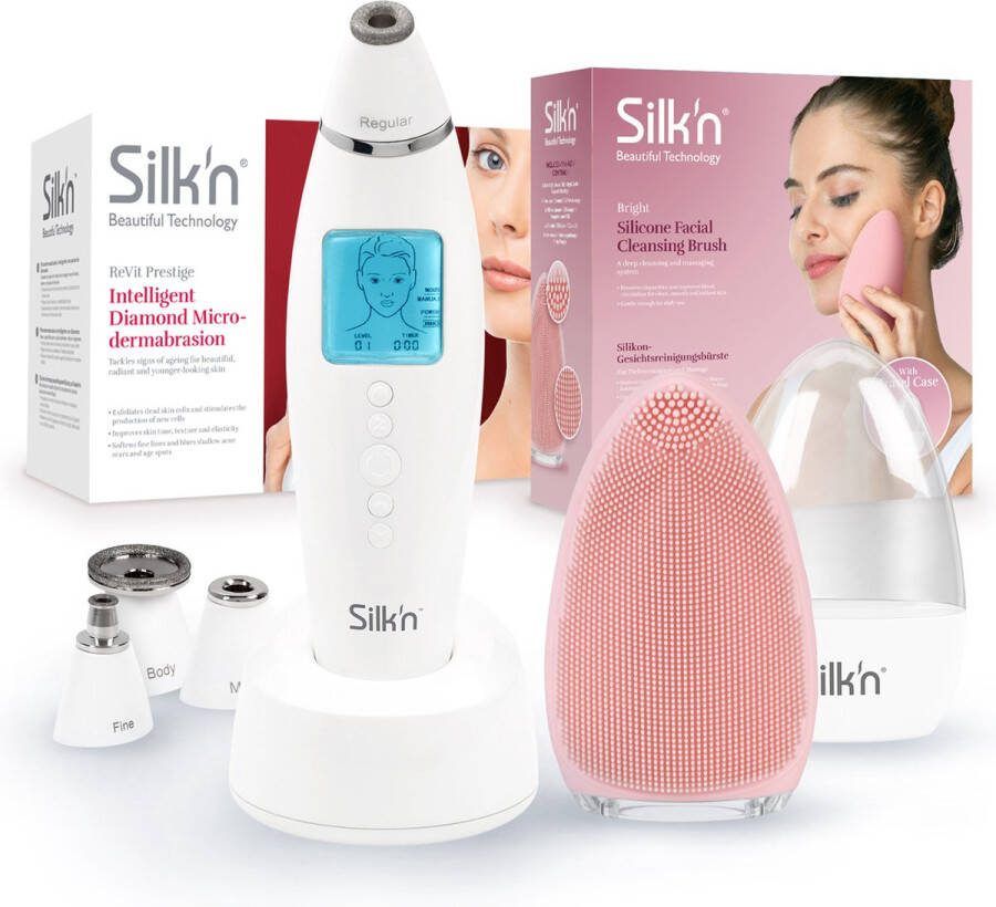 Silk'n Revit Prestige & Bright pink Huidverjongingsapparaat Microdermabrasie Verwijdert dode huidcellen