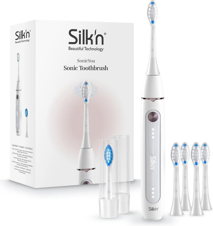 Silk'n SonicYou Elektrische Tandenborstel Geschenkset met 4-Pack Witte opzetborstels Wit