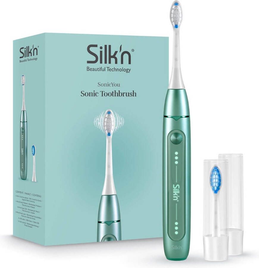 Silk'n Elektrische Tandenborstel SonicSmile Elektrische Tandenborstel met 2 opzetborstels en 2 beschermkapjes Groen
