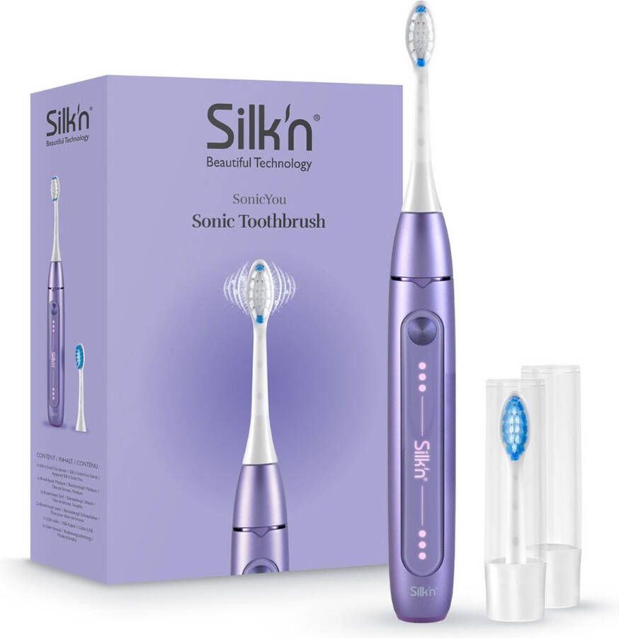 Silk'n SonicYou Elektrische Tandenborstel Geschenkset met 2 opzetborstels en 2 beschermkapjes Lila