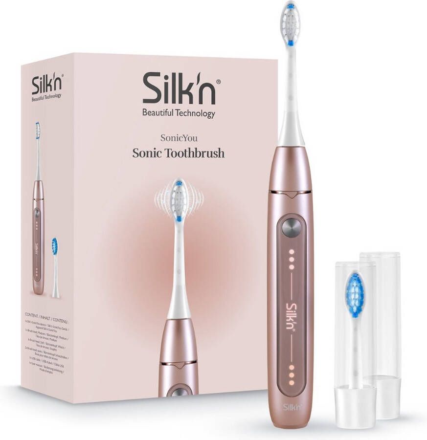 Silk'n SonicYou Elektrische Tandenborstel Geschenkset met 2 opzetborstels en 2 beschermkapjes Roze