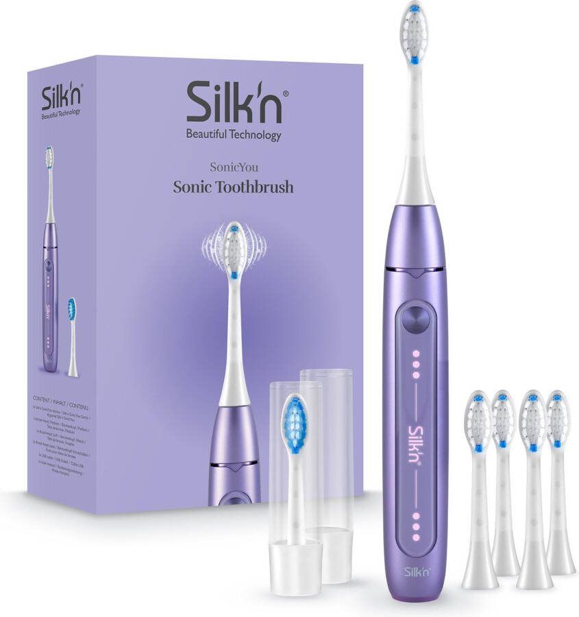 Silk'n SonicYou Elektrische Tandenborstel Geschenkset met 4-Pack Witte opzetborstels Lila