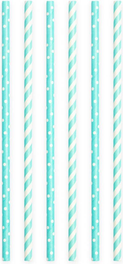 SilShop 20 Papieren rietjes Streep Stip Baby Blauw 6mm x 197mm