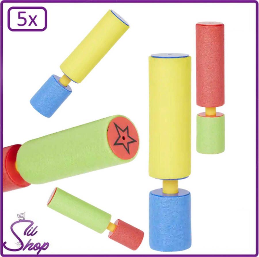 SilShop 5x Diverse Foam Waterspuiter 16cm Waterpistool waterpret water pistool kinderen