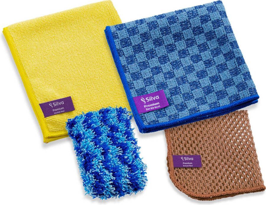 Silva Microvezeldoek Schoonmaakdoekjes Afwasdoekjes Set van 4