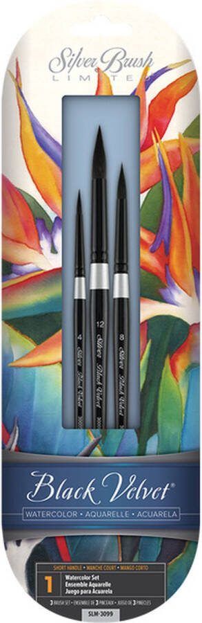 Silver Brush Black Velvet Aquarel Inkt & Gouache penselen Susan Louis Moyer Set van 3