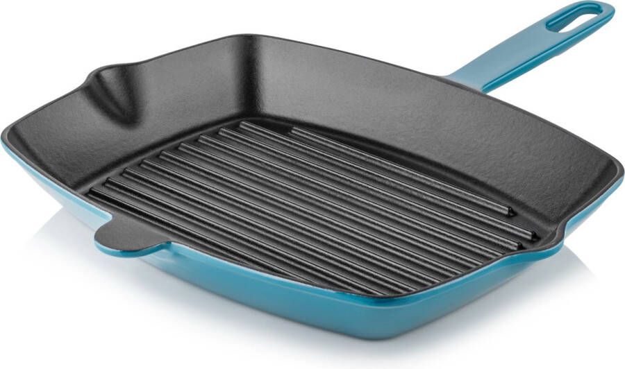 Silver Grillpan 32 cm 2.61 liter Gietijzer 4 Lagen emaille coating