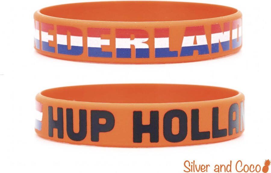 SilverAndCoco Hup Holland Hup Oranje Siliconen Armbandjes Nederlands Elftal Armbandje Versiering Bandje Voetbal EK 2024 Silicone Sieraad Decoratie Nederland Kinderen en Volwassenen Olympische Spelen Nederlandse Vlag Polsbandjes 2 stuks