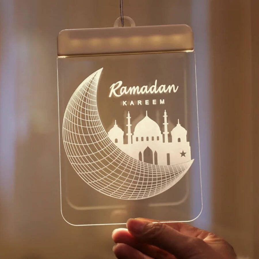 SilverAndCoco Ramadan Kareem Licht Versiering Eid Mubarak Decoratie Lichtjes Suikerfeest Party Feest Lichten Lamp op batterijen (12cm x 16cm)