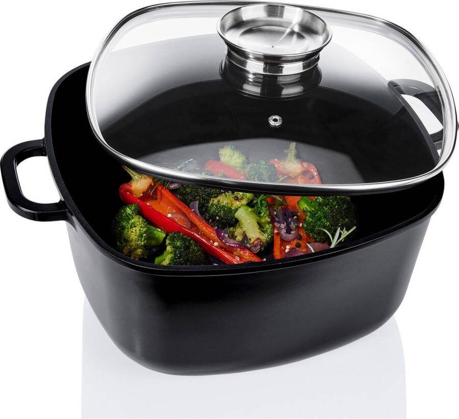 SILVERCREST ERNESTO Aluminium braadpan met deksel 7 5L Vierkant Gezond en vetarme voeding braadslee