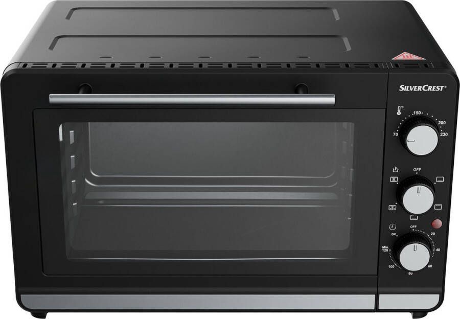 SILVERCREST Grill en Bakoven Vermogen: 1500 W Grill Gaar Combinaties: 5 Temperatuurbereik: 70 230 °C Draaifunctie voor bijv. het grillen van kip Uitneembare opvangplaat voor kruimels en kookvocht