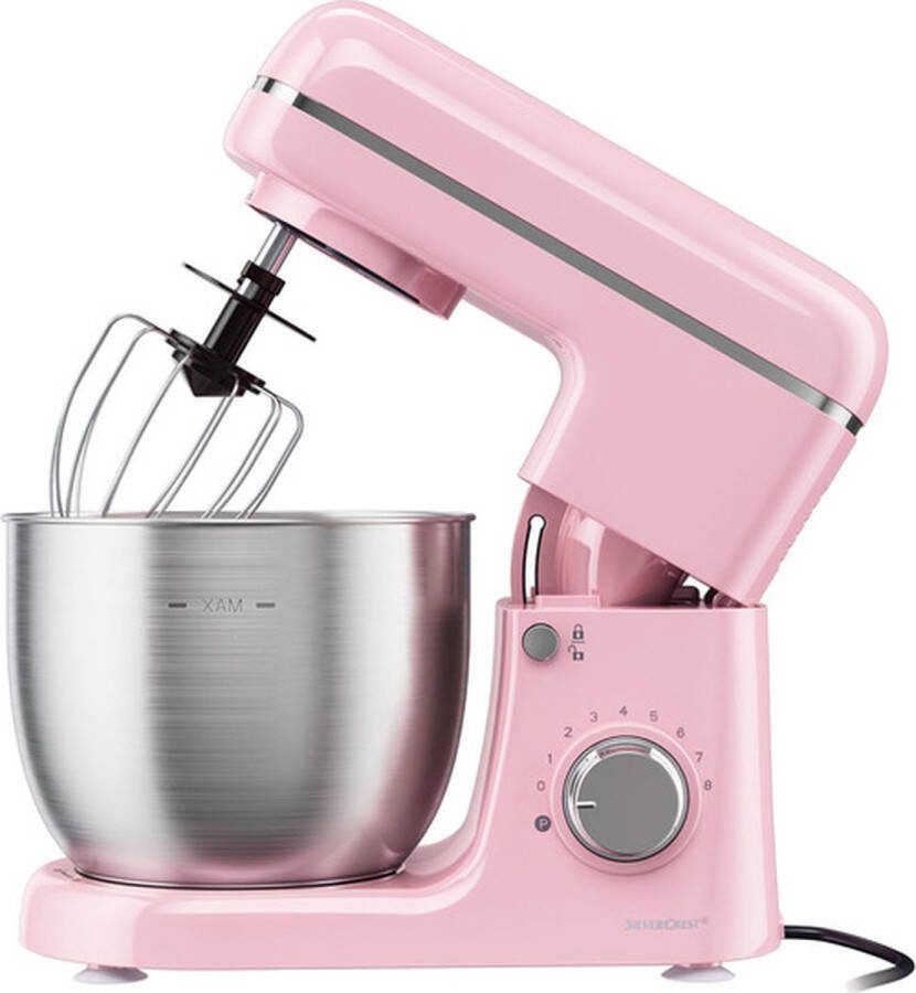 SILVERCREST Keukenmachine Roze 600 W Mengkom van 5 Liter Voorzien van Teflon anti-aanbaklaag 8 standen