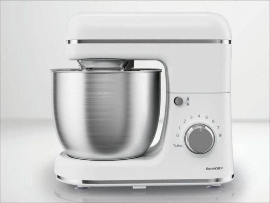 SILVERCREST Keukenmachine Wit RVS mengkom 5L 600W 8 standen Keukenrobot