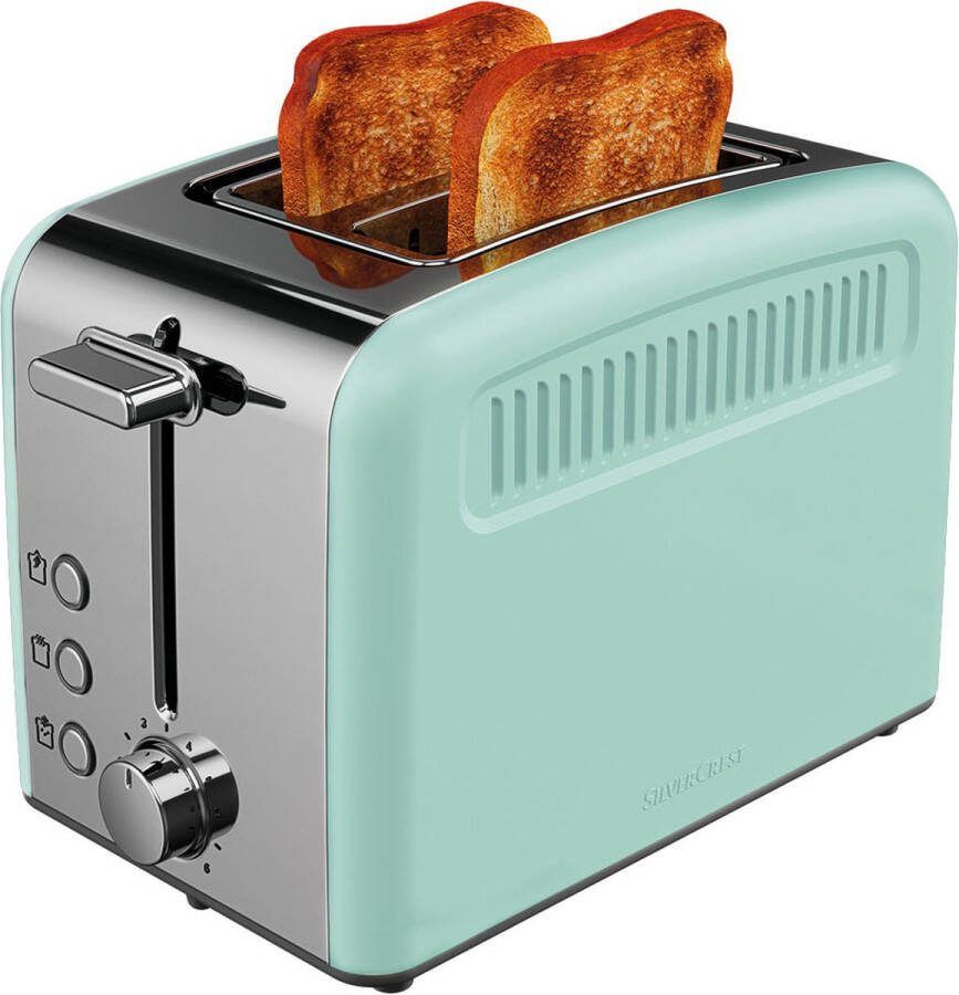 SILVERCREST Kitchen Tools Broodrooster Functies: ontdooien en opwarmen Vermogen: 950 W Standen: 6 Met gepolijst RVS front en gelakte zijvlakken Geïntegreerd broodjesopzetstuk Uitneembare kruimellade