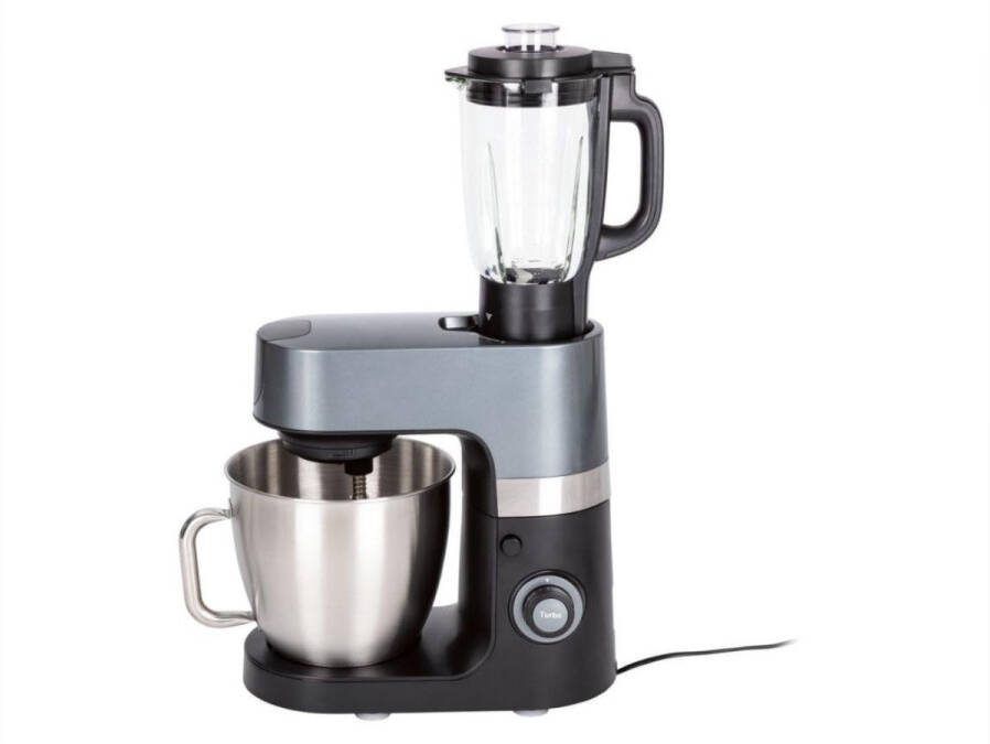SILVERCREST Professionele keukenmachine antraciet Grote kom 6.3L 1300W Voor kneden roeren en mixen