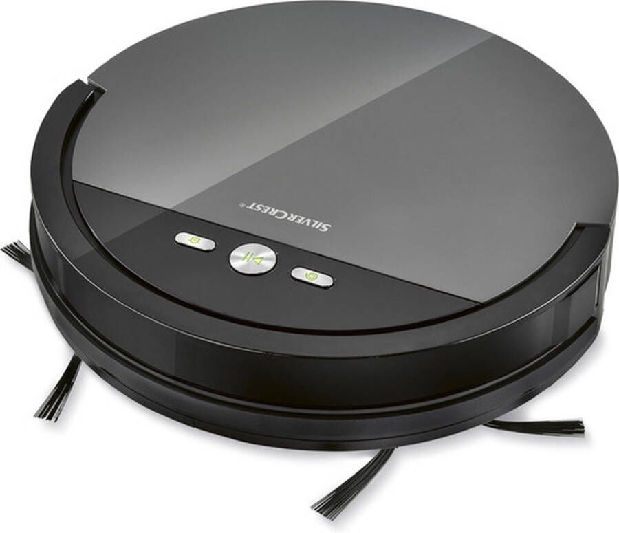 SILVERCREST Robotstofzuiger Dweilen en zuigen Accuduur: ca 70min Stofreservoir: 300ml Inclusief watertank laadstation netadapter afstandsbediening 2 reserve zijborstels reinigingsborstel reserve high-performance-filter microvezeldoek