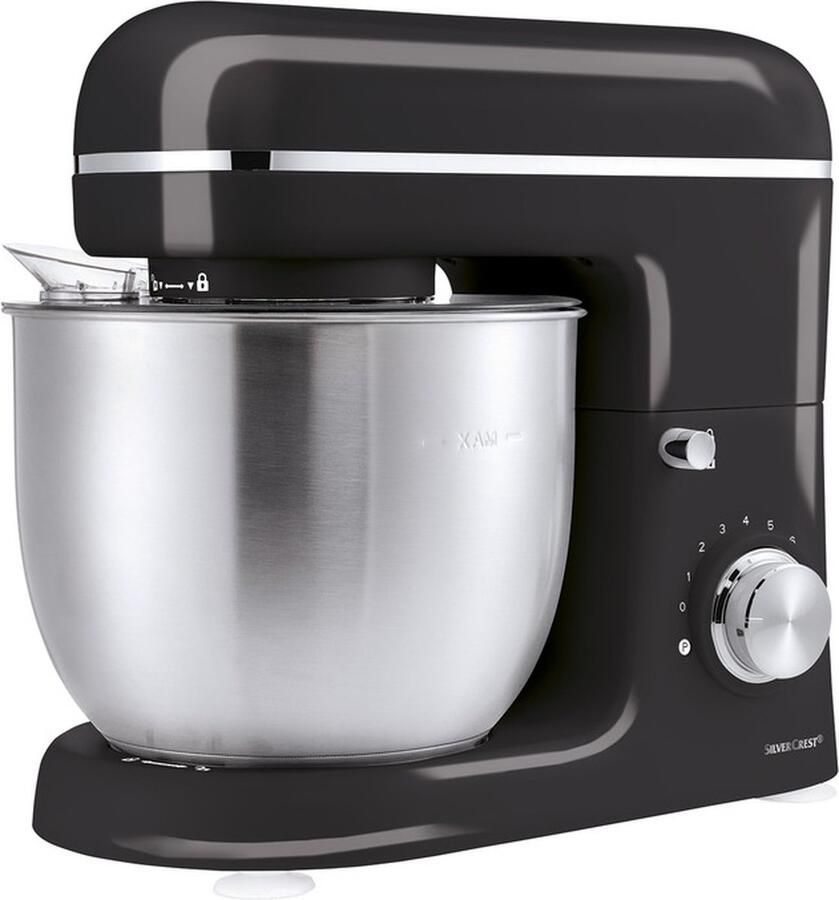 SILVERCREST KITCHEN TOOLS Keukenmachine pastel Vermogen: 600 W Inhoud: 5 L Inclusief spatbescherming met vulopening deeghaak eiwitklopper en garde Met extra pulsfunctie Afneembare accessoires zijn vaatwasmachinebestendig