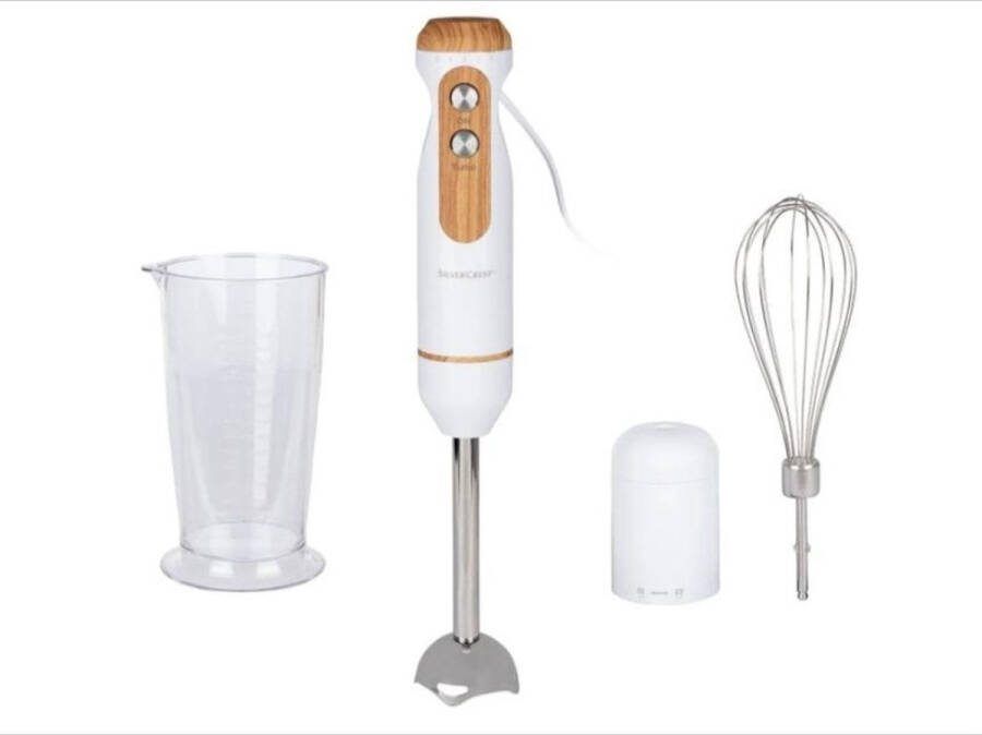 SILVERCREST Staafmixer Wit 600W 3 in 1 5 snelheden Met turboknop Voor het mixen pureren en fijnhakken