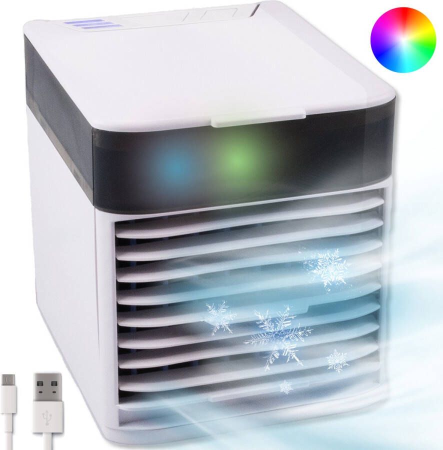 Silvergear Mini Aircooler met Water Air Cooler Luchtkoeler Luchtcooler AC USB LED Wit