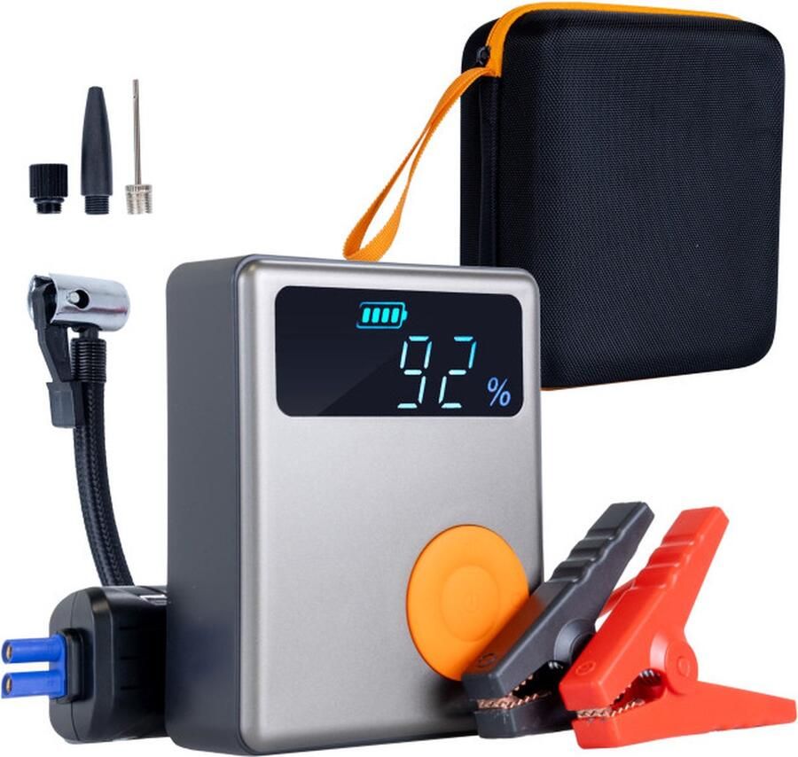 Silvergear Compressor Bandenpomp Elektrische Fietspomp Luchtcompressor Jumpstarter voor Auto Zwart