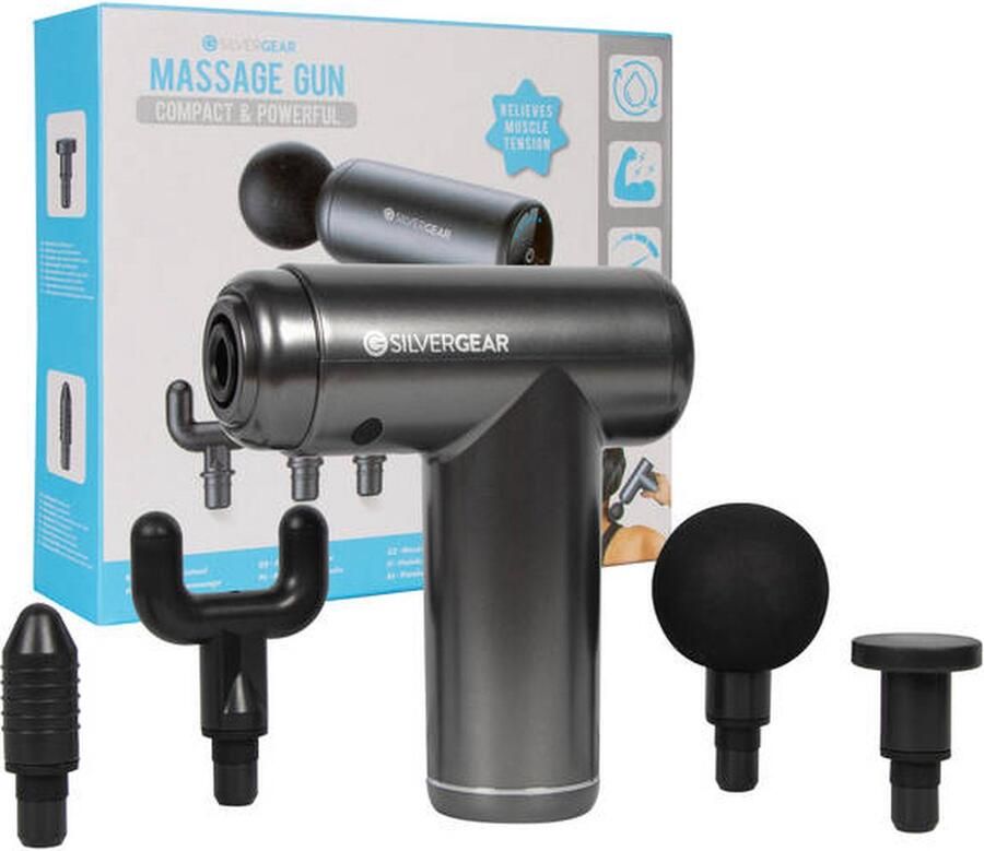 Silvergear Massage Gun incl. 4 opzetstukken Zwart