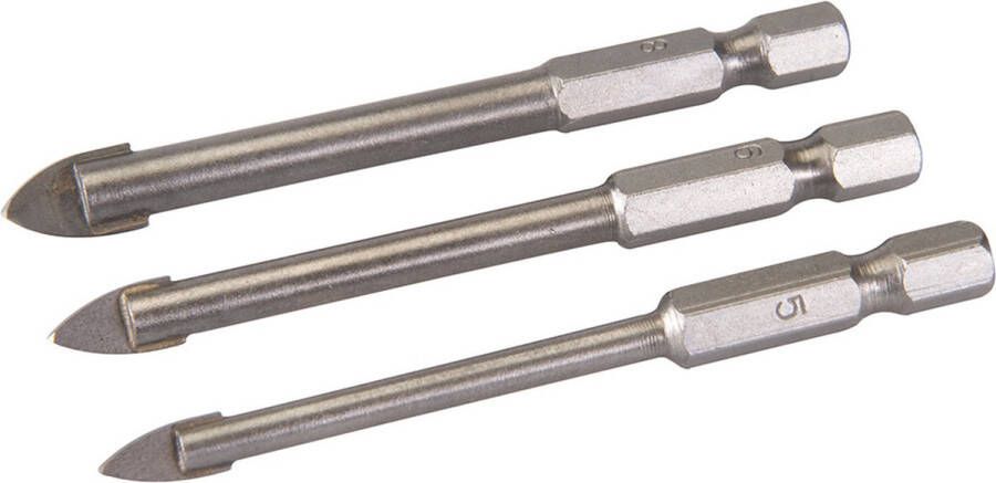 Silverline 3 delige tegel en glassnijder set zeskant aansluiting 5 6 en 8 mm Copy