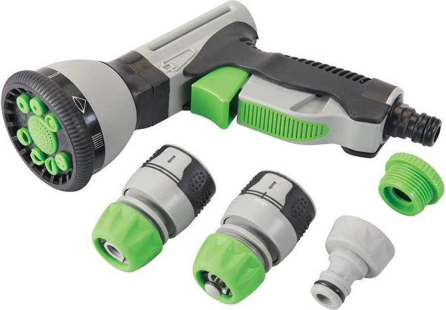 Silverline Sproeiset met 9 patronen Softgrip handvat Inclusief snelkoppelingen 5-delig